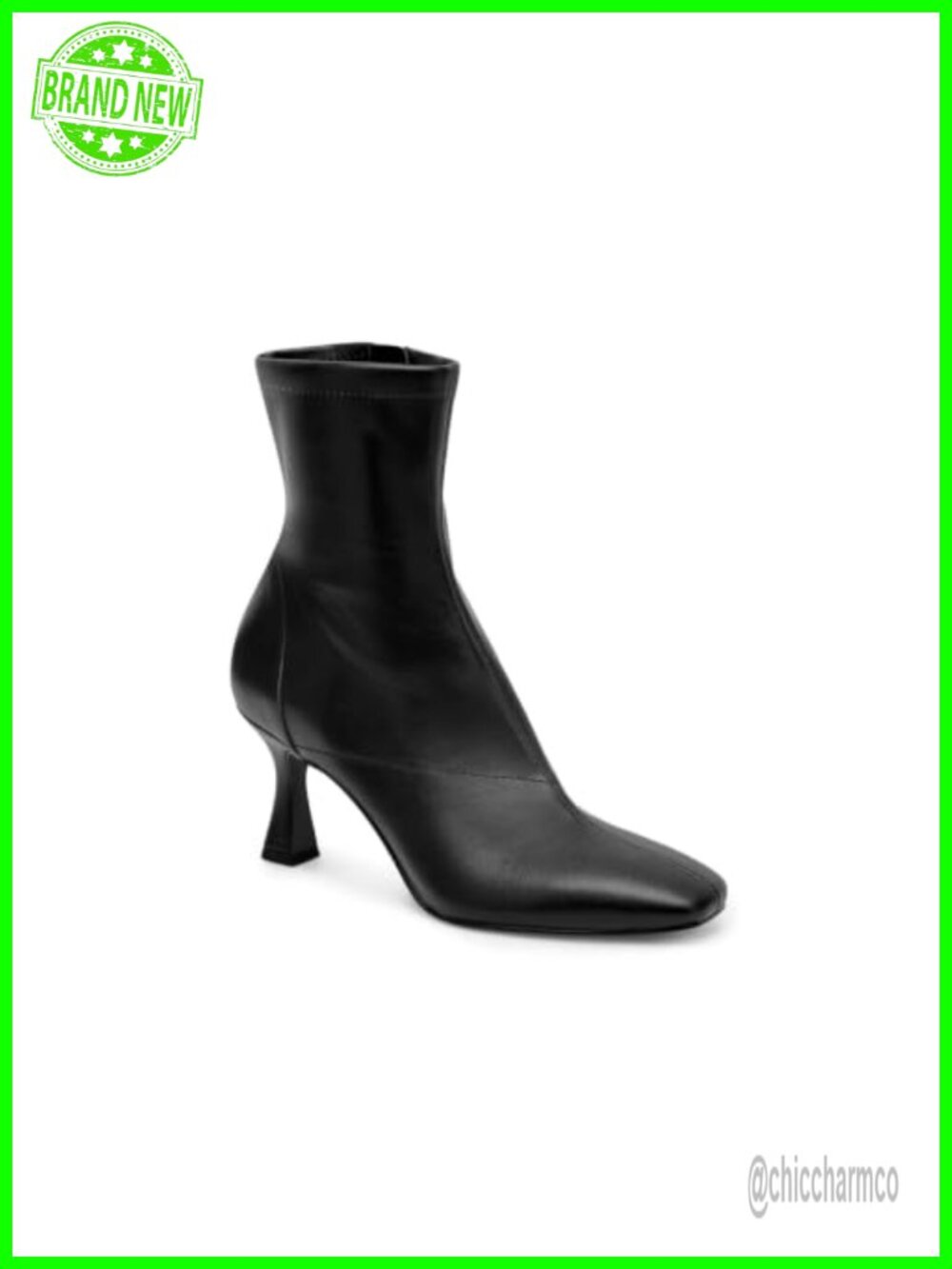 Womens Kitten Heel Ankle Boots Square Toe Faux Leather Zip Booties